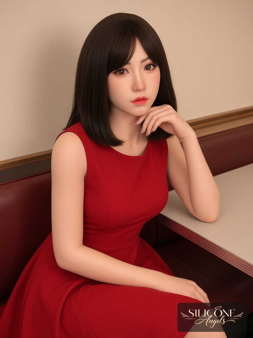 Suki, 164 cm silicone sex doll, lifestyle photograph in a pinup diner, wearing pin-up girl (2)