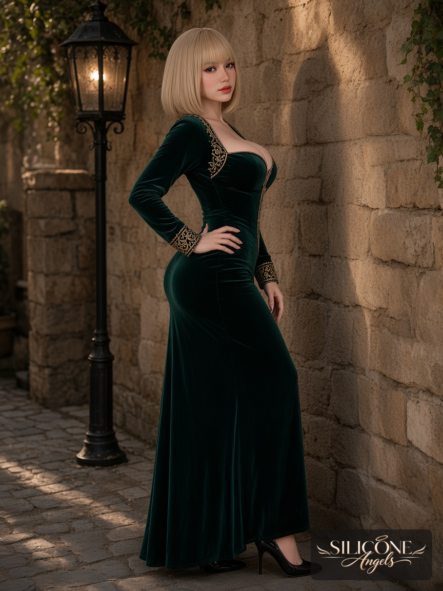 Emma, 160 cm silicone sex doll, lifestyle photograph in a fantasy garden, wearing fantasy girl (2)